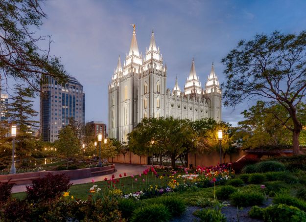 Picture of Salt Lake Temple - Early Tulips
